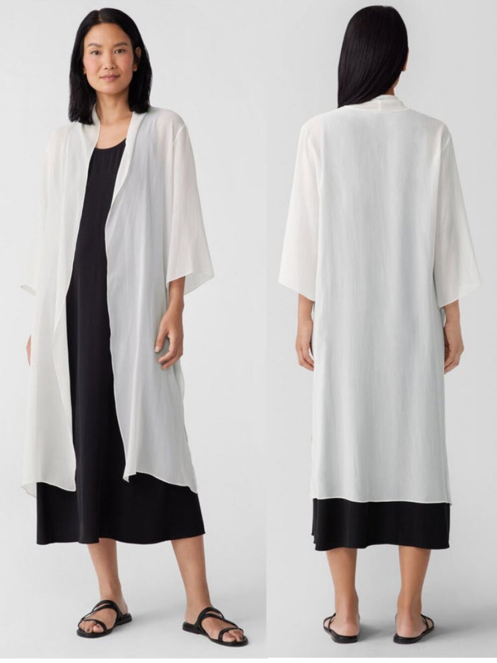 Eileen Fisher Sheer Silk Georgette High Collar Jacket Sz SP